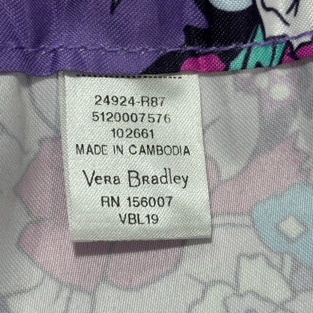 VERA BRADLEY Enchanted Garden Drawstring Bag Purple Floral Backsack - Picture 5 of 9